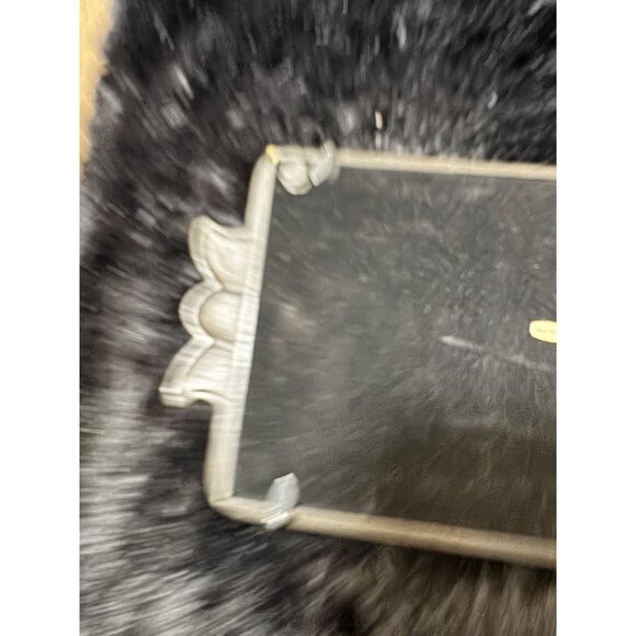 Decorative Rectangular Vanity Mirror With Antique-Style Metal Frame & Amber Gem - Picture 5 of 7